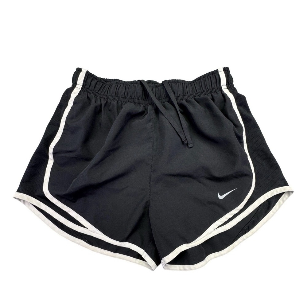 NIKE DRI-FIT Size L Womens Black Stretch Waist Lined Training Running Shorts 064